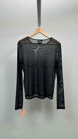 Jean Paul Gaultier L/S Logo Flocked Mesh Top