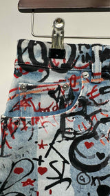 Burberry Graffiti Denim Mini Skirt