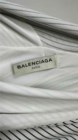 Balenciaga Stripe Draped Asymmetrical Dress