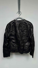 Acne Studios Crinkled Collar-less Leather Jacket