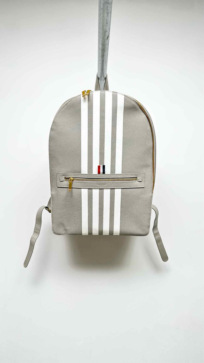 Thom Browne White Contrast Leather Backpack