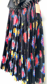 Chopova Lowena Leather-belted Pleated Floral Skirt