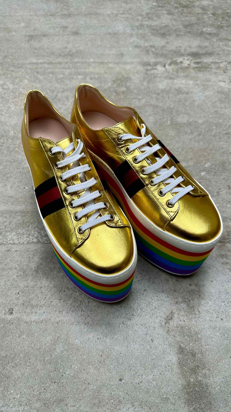 Gucci Peggy Rainbow Platform Sneakers