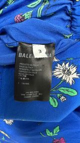 Balenciaga L/S Oversized Floral Silk Dress