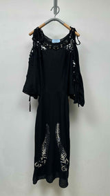 PRADA Sequim-embellished Drawstring Silk Dress