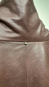 Sportmax Salaggio Funnel-Neck Paneled Hammered Leather Jacket