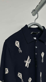 Thom Browne S/S Sky Icons Intarsia Knit Polo Shirt