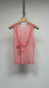 Comme Des Garcons Bow-Detail Mesh Tank Top