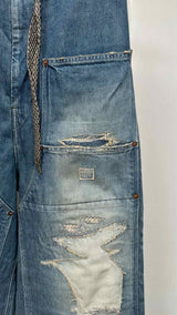 Kapital 14oz Distressed Double-Knee Easy Baggy Jeans