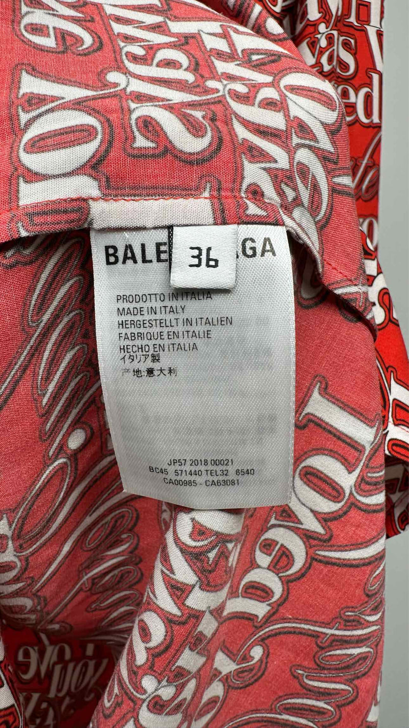 Balenciaga S/S Oversized Love Poem Satin Shirt