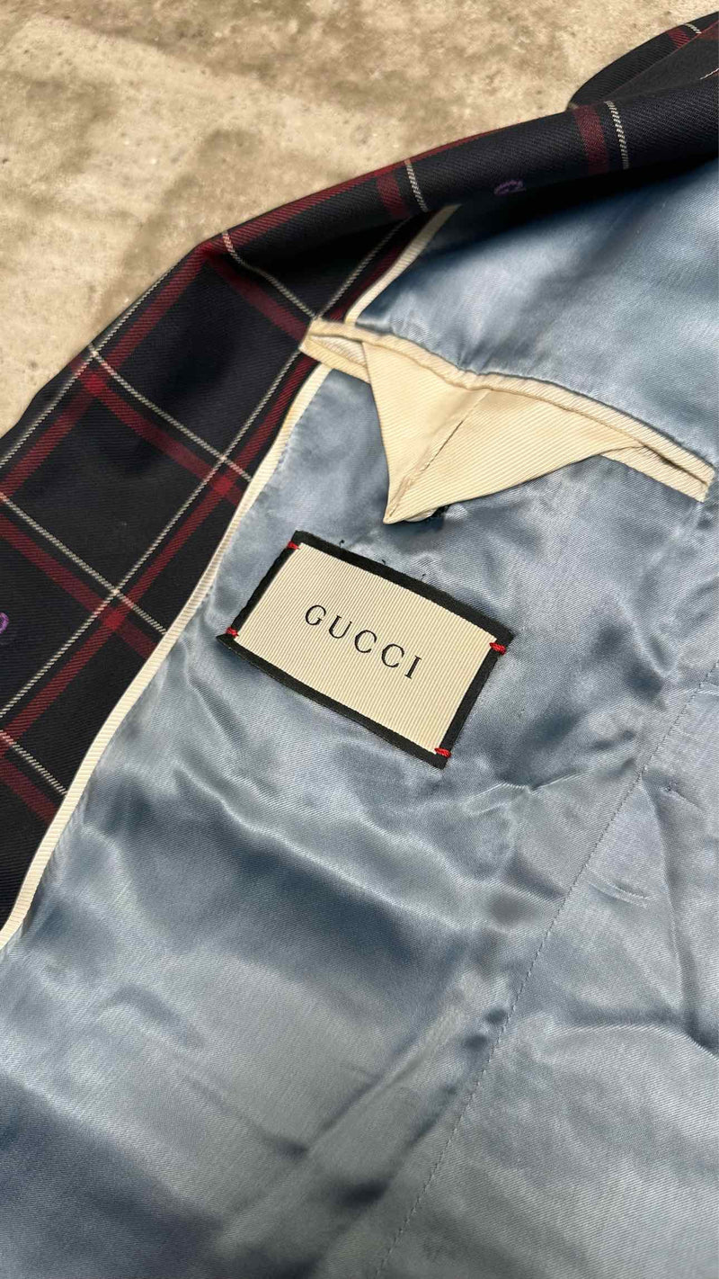 Gucci Logo Embroidered Plaid Jacket