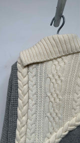 Sacai High-Neck Fur-Sleeve Asymmetrical Zip-Detail Sweater