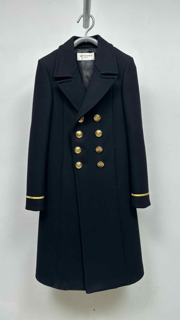 Saint Laurent Metal-button Double-breasted Military Chester Coat