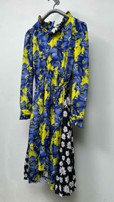 Balenciaga L/S Hybrid Multi-floral Pleated Dress