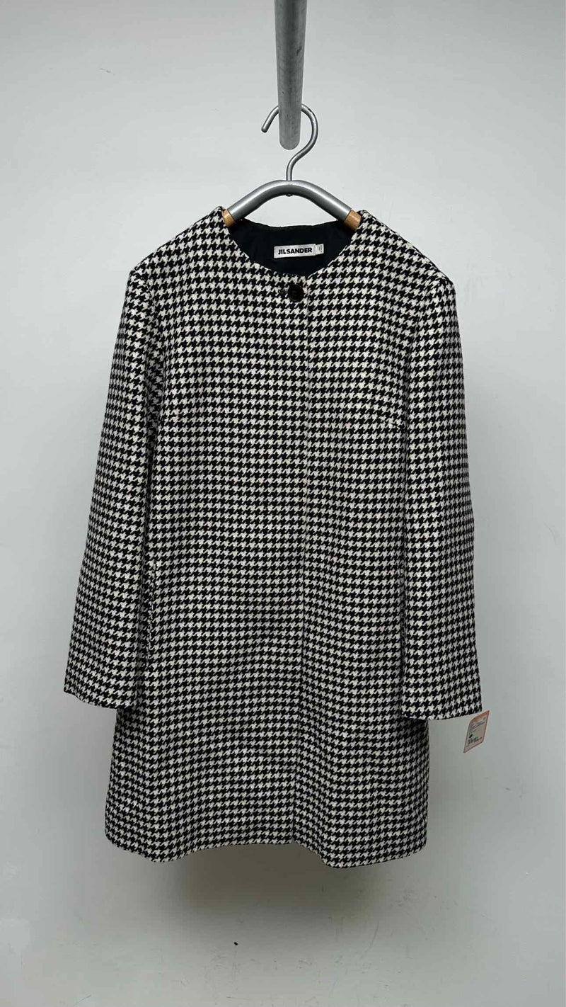 Jil Sander Collarless Houdstooth Coat