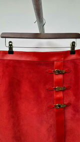 Gucci Buckled Suede-hybrid Skirt
