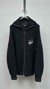 Raf Simons Ribbed Zip-up Patched Cardigan