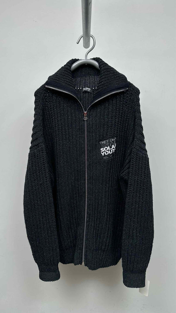 Raf Simons Ribbed Zip-up Patched Cardigan