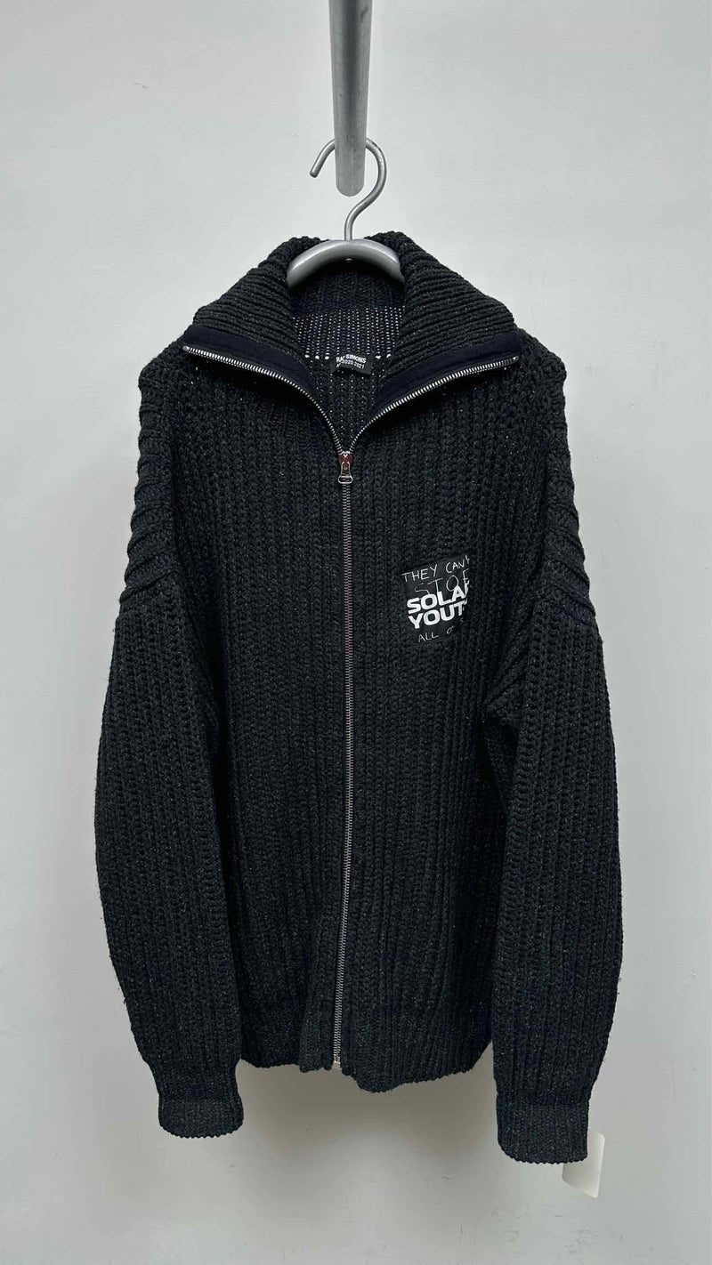 Raf Simons Ribbed Zip-up Patched Cardigan