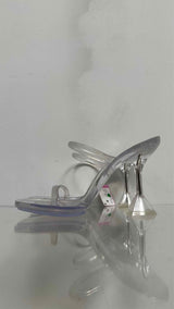 Amina Muaddi Clear Burito Heel Sandals