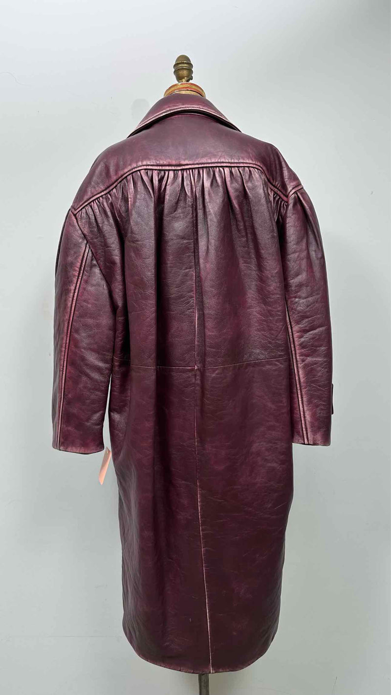 Miu Miu Oversized Distressed Leather Coat