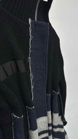 Sacai Zip-up Hybrid Knitted Coat