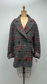 Vaquera Double-brest Tartan-check Studded Hem Oversized Coat