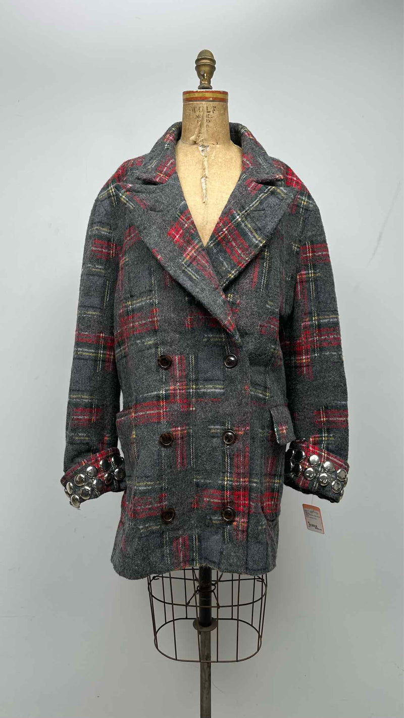 Vaquera Double-brest Tartan-check Studded Hem Oversized Coat