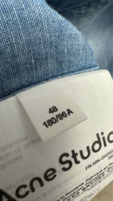 Acne Studios Back Logo Stamp Denim Linen Shirt