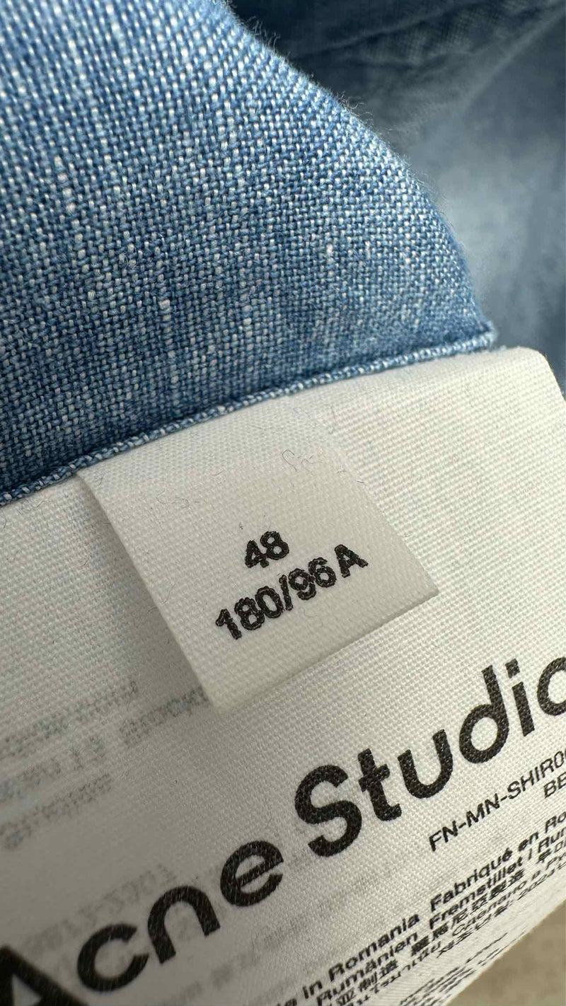 Acne Studios Back Logo Stamp Denim Linen Shirt