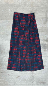 Pleats Please Pleated Plaid Wrap Long Skirt