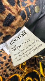 Versace Jeans Couture Leopard Baroque Velvet Flare Pants