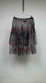 Tricot Comme Des Garcons Floral Sheer Flare Wide Skirt