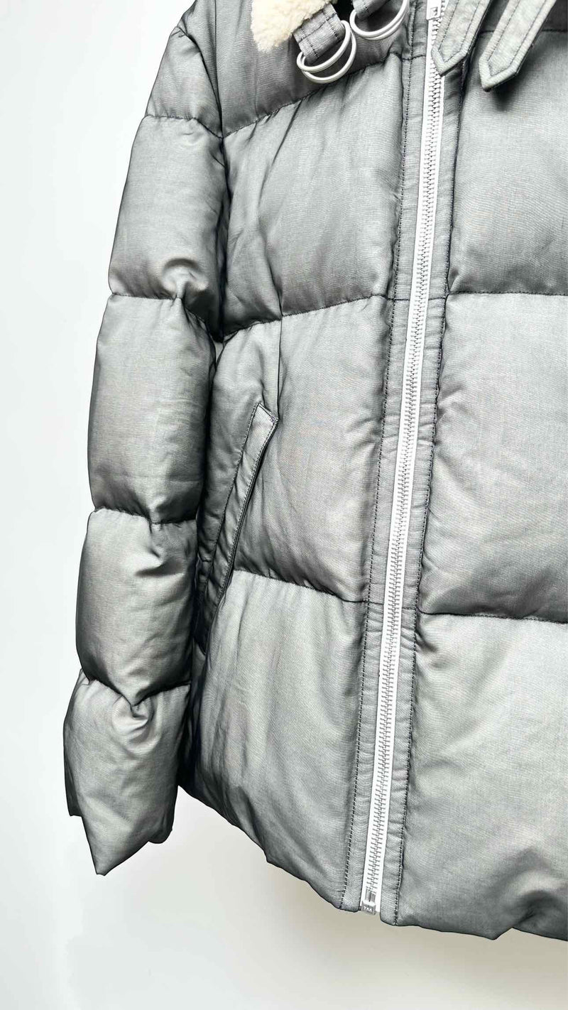 Helmut Lang Fur-Collar Mesh-layered Down Jacket