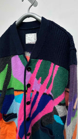 Sacai X Kaws Jacquard Knit Cardigan