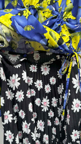 Balenciaga L/S Hybrid Multi-floral Pleated Dress