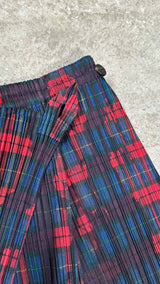 Pleats Please Pleated Plaid Wrap Long Skirt