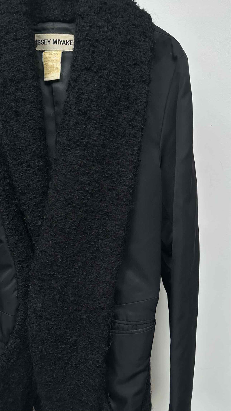 Issey Miyake Shawl Tweed-knit Hybrid Oversized Coat