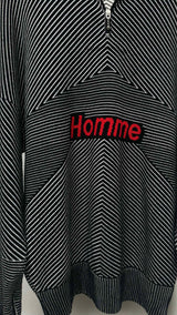 Balenciaga "Homme" Striped Quarter-zip High-neck Sweater