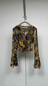 KNWLS L/S Botanical Sheer Tie-up Blouse