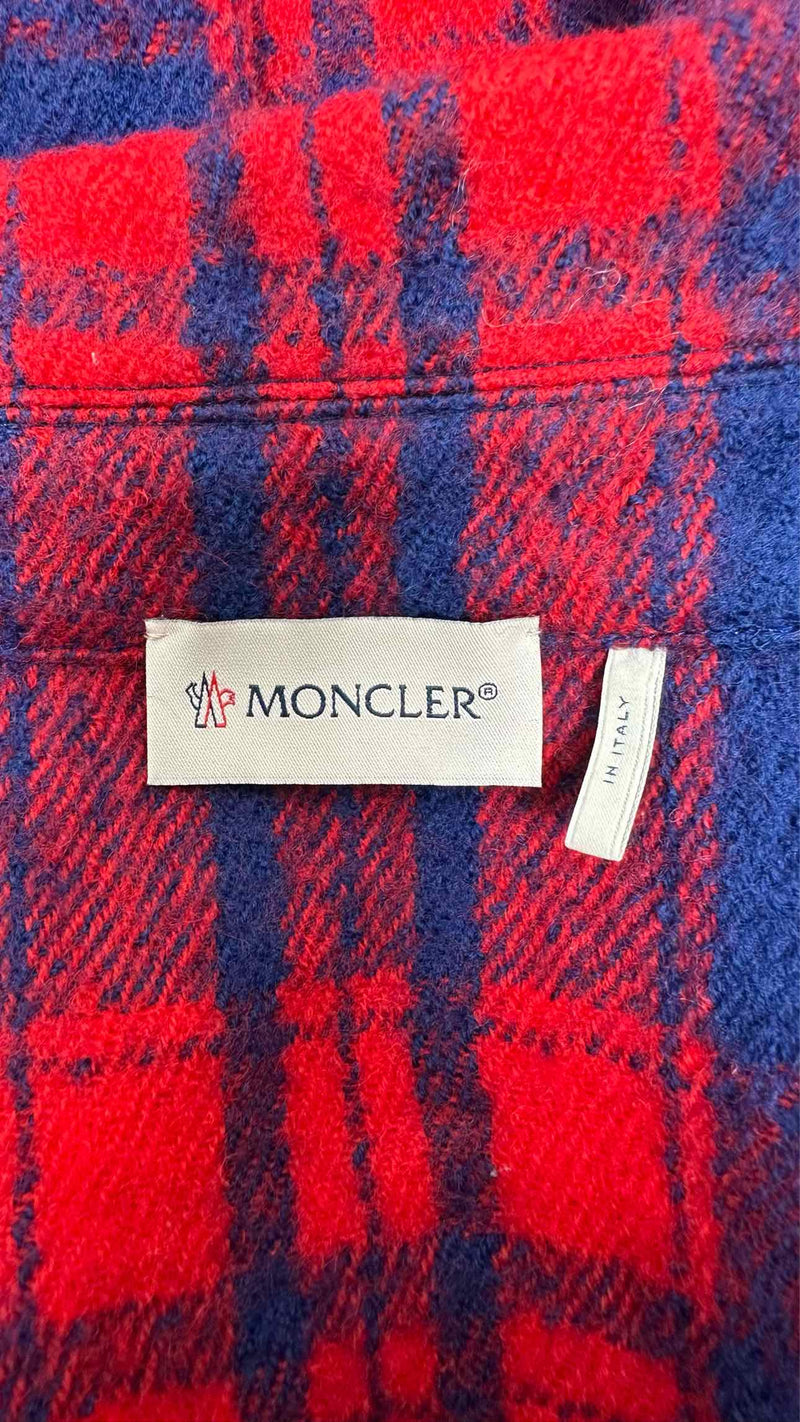 Moncler Zip-up Plaid Wool Shirt Jacket