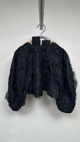 Comme Des Garcons Tulle-insert Cropped Reconstructed Jacket