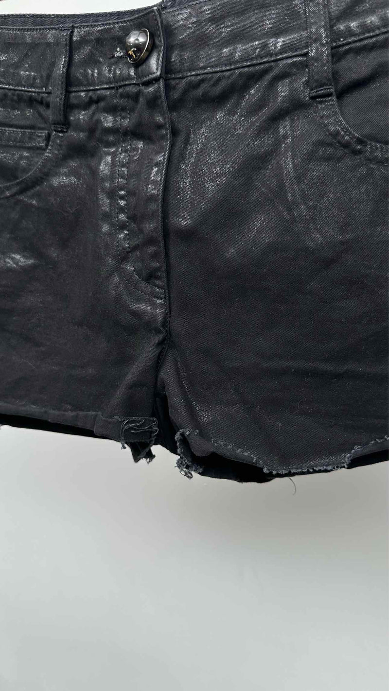 Chanel Waxed Low-end Denim Shorts