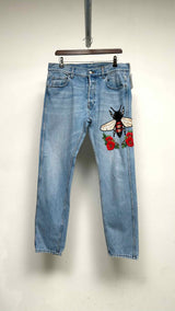 Gucci Floral Bee Embroidered Tapered Jeans