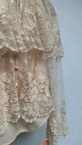 Sea Front-embroidered V-neck Top