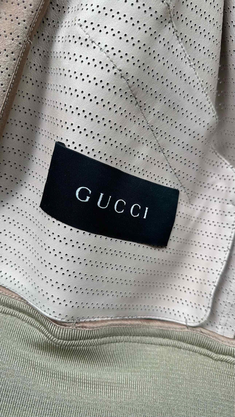 Gucci Eye-let Suede Bomber Jacket