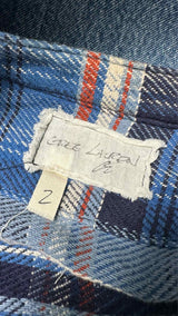 Greg Lauren Plaid Denim Boxy Studio Shirt