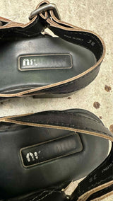 Miu Miu Bleached Leather Buckled Sandals
