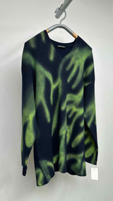 Balenciaga V-Neck Spray-Paint Print Long Sweater