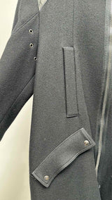 Isabel Benenato Leather Hybrid Zip-up Hooded Coat